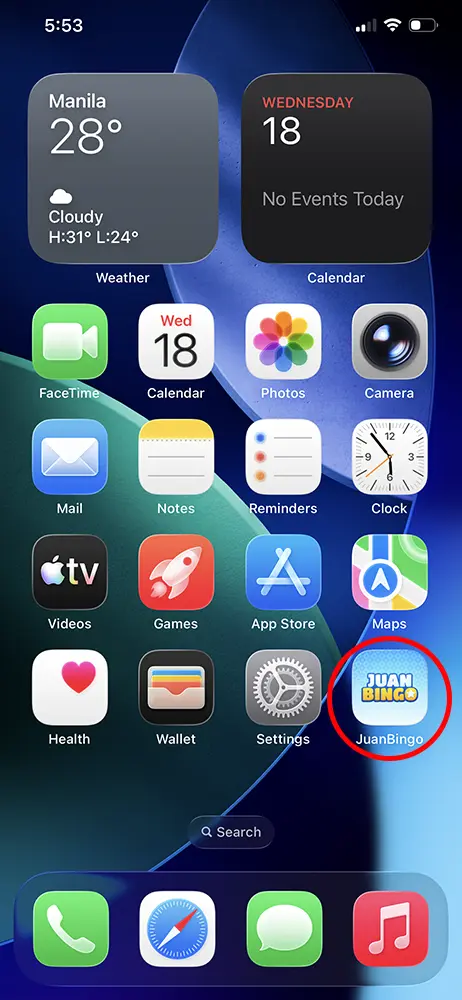 Step 1: Open the Juan Bingo App